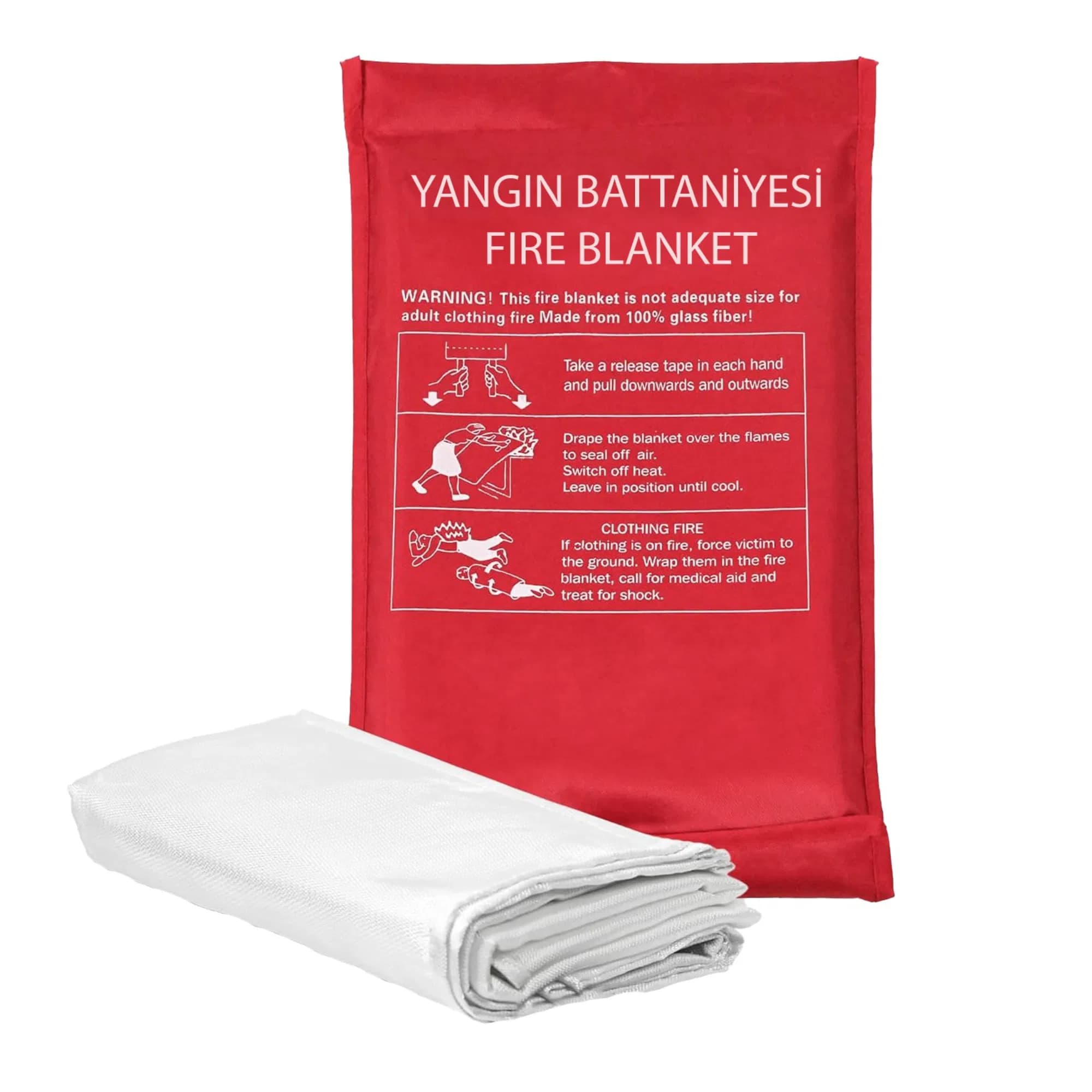 YANGIN BATTANİYESİ 100x150 CM - Yangın battaniyesi; küçük çaplı yangınları hızlı ve etkili şekilde söndürmek için tasarlanmış, alevi oksijensiz bırakarak müdahale sağlayan pratik bir yangın güvenlik ekipmanıdır.